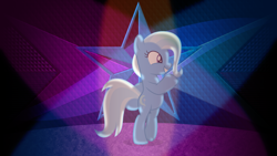 Size: 3840x2160 | Tagged: safe, artist:laszlvfx, artist:luckreza8, derpibooru import, edit, trixie, pony, unicorn, bipedal, cute, diatrixes, female, mare, moonwalk, smiling, solo, spotlight, stars, wallpaper, wallpaper edit