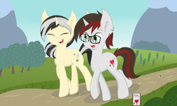 Size: 5000x3000 | Tagged: safe, artist:sweetstrokesstudios, derpibooru import, oc, unicorn, background, duo