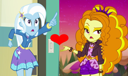 Size: 1798x1078 | Tagged: safe, derpibooru import, adagio dazzle, trixie, better together, equestria girls, forgotten friendship, sunset's backstage pass!, female, heart, lesbian, shipping, shipping domino, triagio