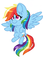 Size: 1073x1477 | Tagged: safe, artist:silentwolf-oficial, derpibooru import, rainbow dash, pegasus, pony, chest fluff, ear fluff, female, flying, mare, simple background, smiling, solo, transparent background