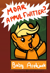 Size: 612x884 | Tagged: safe, alternate version, artist:ladyanidraws, derpibooru import, applejack, earth pony, pony, baby applejack, bust, female, filly, freckles, hat, open mouth, solo, talking