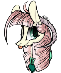 Size: 1000x1200 | Tagged: safe, artist:intfighter, derpibooru import, oc, oc only, pony, :p, bust, collar, eyelashes, horns, signature, simple background, smiling, solo, tongue out, transparent background