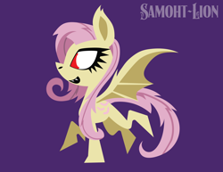 Size: 3300x2550 | Tagged: safe, artist:samoht-lion, derpibooru import, fluttershy, bat pony, pony, bat ponified, chibi, cute, flutterbat, purple background, race swap, shyabates, shyabetes, simple background, style