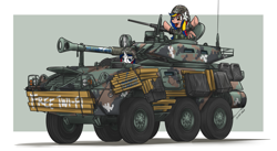 Size: 1565x856 | Tagged: safe, artist:buckweiser, derpibooru import, oc, oc:fillypines, oc:pearl shine, apc, armored personnel carrier, filipino, lav-300, nation ponies, philippines, slogan, tank in mall