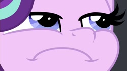 Size: 924x520 | Tagged: safe, artist:jhayarr23, derpibooru import, edit, starlight glimmer, unicorn, close-up, female, inverted mouth, mare, starlight is not amused, unamused, unhappy