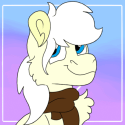 Size: 900x900 | Tagged: safe, artist:euspuche, derpibooru import, part of a set, oc, oc only, oc:pierrot fisher, pony, animated, bouncing, bust, gif, portrait, simple background, smiling, tweening