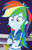 Size: 653x1035 | Tagged: safe, derpibooru import, screencap, rainbow dash, equestria girls, equestria girls series, holidays unwrapped, spoiler:eqg series (season 2), canterlot mall, clothes, cloud, cropped, crossed arms, cute, dashabetes, dashing through the mall, female, geode of super speed, hoodie, jacket, jewelry, looking down, magical geodes, merchandise, multicolored hair, necklace, pants, rainbow, rainbow hair, shirt, short sleeves, store, t-shirt, thunderbolt, wristband