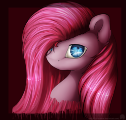 Size: 1711x1632 | Tagged: safe, artist:11-shadow, derpibooru import, pinkie pie, earth pony, pony, bust, female, glowing eyes, pinkamena diane pie, solo