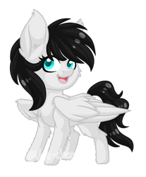 Size: 1080x1305 | Tagged: safe, artist:silentwolf-oficial, derpibooru import, oc, oc only, pegasus, pony, chibi, open mouth, pegasus oc, simple background, smiling, solo, transparent background, wings