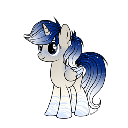 Size: 1500x1500 | Tagged: safe, artist:intfighter, derpibooru import, oc, oc only, alicorn, pony, alicorn oc, ethereal mane, horn, simple background, solo, starry mane, transparent background, two toned wings, wings