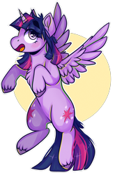 Size: 2700x4080 | Tagged: safe, artist:canadianpancake1, derpibooru import, twilight sparkle, twilight sparkle (alicorn), alicorn, pony, both cutie marks, chest fluff, female, high res, mare, open mouth, profile, simple background, solo, spread wings, transparent background, unshorn fetlocks, wings
