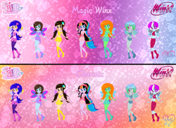 Size: 3031x2207 | Tagged: safe, artist:cookiechans2, artist:lumi-infinite64, derpibooru import, oc, oc:rainbow heart, human, equestria girls, alternate hairstyle, barely eqg related, base used, boots, charmix, clothes, convergence, crossover, fairies, fairies are magic, fairy, fairy wings, fairyized, fingerless gloves, gloves, high heel boots, high heels, magic winx, rainbow s.r.l, shoes, wings, winx, winx club, winxified