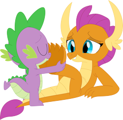 Size: 3563x3482 | Tagged: safe, artist:porygon2z, derpibooru import, smolder, spike, dragon, duo, feet, fetish, foot fetish, simple background, transparent background