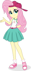 Size: 2631x5973 | Tagged: safe, artist:punzil504, derpibooru import, fluttershy, equestria girls, 90s grunge fluttershy, alternate hairstyle, backwards ballcap, baseball cap, belt, cap, clothes, converse, cutie mark, cutie mark on clothes, equestria girls interpretation, eyeshadow, female, gameloft interpretation, hat, makeup, scene interpretation, shoes, simple background, skirt, sleeveless, socks, solo, tanktop, transparent background