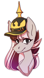 Size: 1391x2436 | Tagged: safe, derpibooru import, oc, oc:dusty ember, pegasus, pony, commission, pickelhaube, prussia, simple background, solo, transparent background