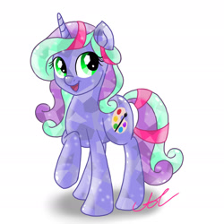 Size: 2449x2449 | Tagged: safe, artist:colorpalette-art, derpibooru import, oc, oc:color palette, crystal pony, unicorn, crystallized, horn, solo, unicorn oc