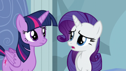 Size: 1280x720 | Tagged: safe, derpibooru import, screencap, rarity, twilight sparkle, twilight sparkle (alicorn), alicorn, pony, unicorn, tanks for the memories, duo, female, mare