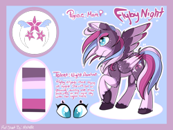 Size: 2224x1668 | Tagged: safe, artist:mychelle, derpibooru import, oc, oc:flyby night, pegasus, pony, female, mare, reference sheet, solo