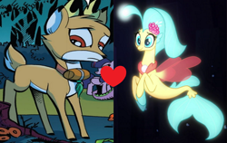 Size: 1280x810 | Tagged: safe, derpibooru import, bramble, princess skystar, deer, seapony (g4), my little pony: the movie, spoiler:comic27, cropped, female, interspecies, male, shipping, shipping domino, skyble, straight