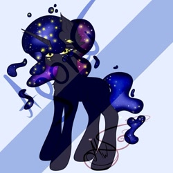 Size: 853x853 | Tagged: safe, artist:nel_liddell, derpibooru import, oc, oc only, pony, unicorn, ethereal mane, galaxy mane, horn, signature, solo, unicorn oc, watermark, wide eyes