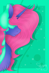 Size: 720x1064 | Tagged: safe, artist:saladstarry, derpibooru import, oc, oc only, pony, unicorn, bust, chest fluff, horn, signature, solo, unicorn oc