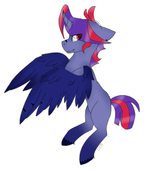 Size: 4205x4773 | Tagged: safe, artist:toptian, derpibooru import, oc, oc only, alicorn, pony, alicorn oc, amputee, horn, rearing, simple background, smiling, solo, stump, transparent background, unshorn fetlocks, wings