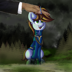 Size: 7000x7000 | Tagged: safe, artist:kranonetwork, derpibooru import, edit, oc, oc:littlepip, human, pony, unicorn, fallout equestria, hand, meme, pat, patting, pet, petting