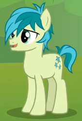 Size: 267x396 | Tagged: safe, derpibooru import, screencap, sandbar, earth pony, pony, non-compete clause, cropped, hair over one eye, male, smiling, solo