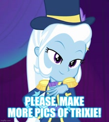 Size: 640x722 | Tagged: safe, derpibooru import, edit, edited screencap, screencap, trixie, better together, equestria girls, spring breakdown, text