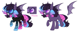 Size: 5951x2509 | Tagged: safe, artist:picasu, derpibooru import, oc, oc only, oc:nitelite flite, bat pony, pony, armor, bat pony oc, bat wings, blank flank, bodysuit, boots, clothes, colored sclera, cyber-questria, female, glasses, grin, mare, multicolored hair, raised hoof, raised leg, shoes, simple background, smiling, solo, spy, spy suit, sunglasses, white background, wings