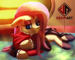 Size: 4234x3372 | Tagged: safe, artist:rhinaldy, derpibooru import, fluttershy, pegasus, pony, boots, ear piercing, female, fluttergoth, mare, piercing, pillow, shoes, solo