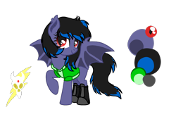 Size: 1596x1080 | Tagged: safe, artist:jvarts6112, derpibooru import, oc, oc only, oc:rouse black, bat pony, pony, doom equestria, armor, bisexual, black mane, color palette, cutie mark, doom, female, red eyes, simple background, solo, spread wings, transparent background, wings