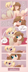 Size: 2500x6500 | Tagged: safe, artist:kebchach, derpibooru import, oc, oc:celia montigre, earth pony, pegasus, pony, blushing, comic, drunk, laughing