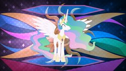 Size: 3840x2160 | Tagged: safe, artist:90sigma, artist:laszlvfx, derpibooru import, edit, princess celestia, alicorn, pony, solo, wallpaper, wallpaper edit