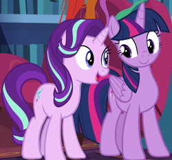 Size: 1250x1167 | Tagged: safe, derpibooru import, screencap, starlight glimmer, twilight sparkle, twilight sparkle (alicorn), alicorn, pony, unicorn, it isn't the mane thing about you, cropped, duo, female, mare