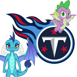 Size: 1200x1200 | Tagged: safe, artist:andoanimalia, artist:kmlp, derpibooru import, edit, princess ember, spike, dragon, american football, nfl, obligatory pony, simple background, sports, tennessee titans, transparent background, vector, vector edit, winged spike, wings