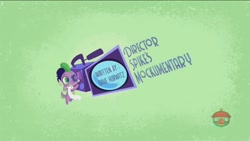 Size: 1920x1080 | Tagged: safe, derpibooru import, screencap, spike, dragon, director spike's mockumentary, my little pony: pony life, spoiler:pony life s01e36, solo, title card