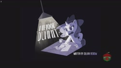 Size: 1920x1080 | Tagged: safe, derpibooru import, screencap, rarity, pony, unicorn, my little pony: pony life, whoof-dunnit, spoiler:pony life s01e37, detective rarity, solo, title card