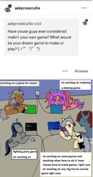 Size: 735x1391 | Tagged: safe, artist:ask-luciavampire, derpibooru import, oc, pegasus, pony, unicorn, ask, tumblr, tumblr:ask-the-pony-gamers