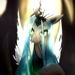 Size: 4096x4096 | Tagged: safe, artist:peacheb_o, derpibooru import, queen chrysalis, changeling, changeling queen, bust, female, solo