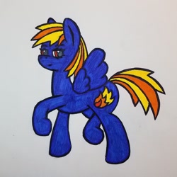 Size: 1024x1024 | Tagged: safe, artist:dice-warwick, derpibooru import, oc, oc only, oc:burning wing, pegasus, pony, fallout equestria, female, mare, solo, traditional art, two toned mane, two toned tail