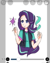 Size: 480x600 | Tagged: safe, artist:hanarielight16, derpibooru import, starlight glimmer, human, bust, clothes, female, humanized, smiling, solo, vest