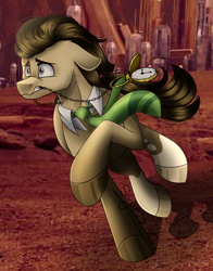 Size: 1100x1400 | Tagged: source needed, safe, artist:sugar0612, derpibooru import, doctor whooves, earth pony, doctor who, fear, gallifrey, galloping, pocket watch