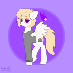 Size: 2048x2048 | Tagged: safe, artist:marzival, derpibooru import, oc, oc only, oc:breakfast, alicorn, pony, alicorn oc, broken horn, clothes, hoodie, horn, solo