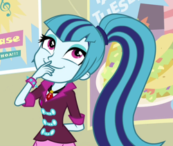 Size: 700x590 | Tagged: safe, derpibooru import, screencap, sonata dusk, equestria girls, rainbow rocks, cropped, snickering, solo