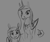 Size: 2000x1695 | Tagged: safe, artist:archonix, derpibooru exclusive, derpibooru import, princess cadance, alicorn, pegasus, pony, duo, gray background, grayscale, looking at you, monochrome, pegasus cadance, self ponidox, simple background, sketch