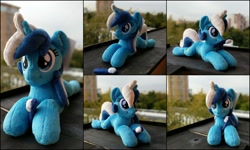 Size: 2000x1200 | Tagged: safe, artist:burgunzik, derpibooru import, minuette, pony, irl, lying down, photo, plushie, prone, solo, toothbrush