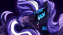 Size: 3840x2160 | Tagged: safe, artist:sadtrooper, derpibooru import, idw, nightmare rarity, pony, unicorn, colored pupils, ear fluff, female, looking at you, mare, open mouth, profile, sharp teeth, solo, teeth, tongue out