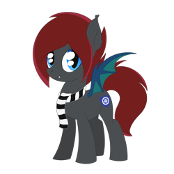 Size: 2048x2048 | Tagged: safe, artist:dyonys, derpibooru import, oc, oc only, oc:muhu, bat pony, clothes, female, mare, scarf, simple background, solo, transparent background