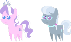 Size: 548x326 | Tagged: safe, artist:zacatron94, derpibooru import, diamond tiara, silver spoon, earth pony, pony, cropped, female, filly, glasses, jewelry, necklace, pointy ponies, simple background, tiara, transparent background, vector